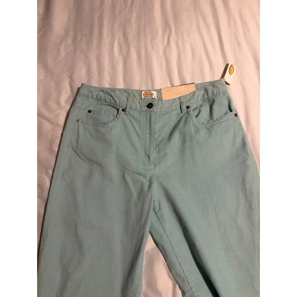 Talbots Womens‎ Mint Blue Stretch Corduroy Boot Leg Pants Size 12 NWT Trousers